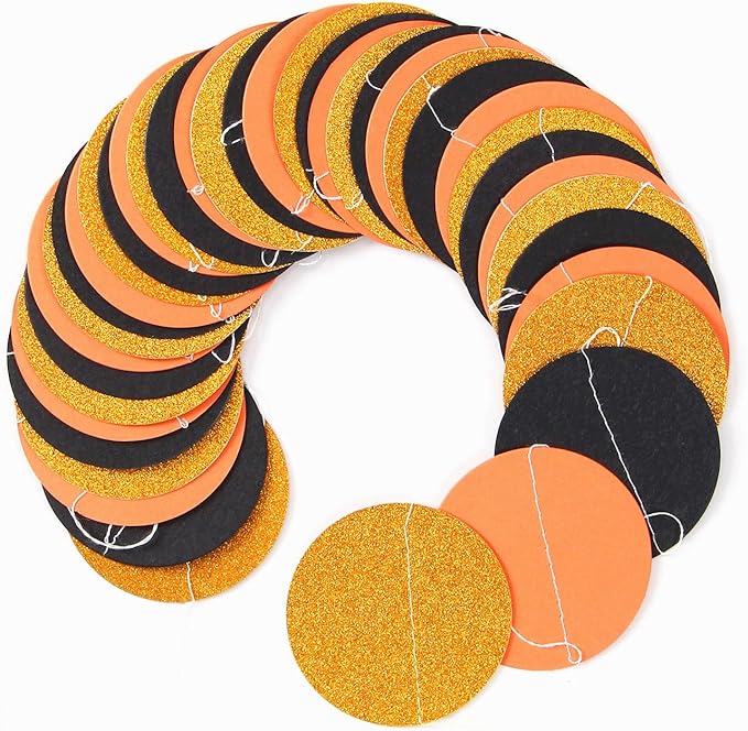 Black-Orange Gold Halloween Party-Decorations Streamers-Garland - 52ft Birthday Baby Shower Decorations Paper Banner, Graduation 2025 Glitter Hanging Decoration Bunting Supplies Lasting Surprise
