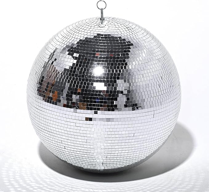 Yescom 20" Large Disco Ball Mirror Big Hanging Glass Decoration for 70s 80s Party Events Wedding DJ Dance Club Bar Stage Lighting Business Holiday Home Decor Silver