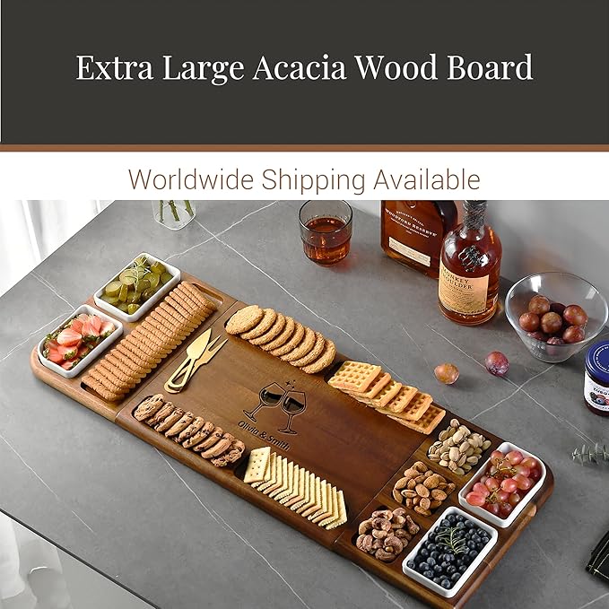 Shanik Premium Charcuterie Board - Extra Large Magnetic Double-Sided Cheese/Meat Serving Tray & Cutting Board - Gift for Weddings, Bridal Showers, Housewarming - Kitchen Essential, Quality 31 ½ inches