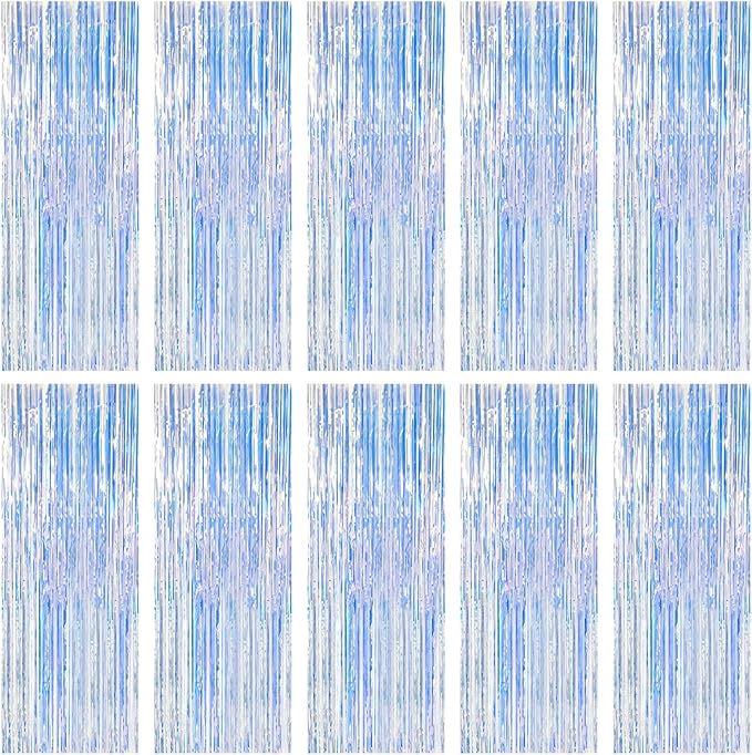 10 Pack Iridescent Party Backdrop Decorations Tinsel Curtain Birthday Decorations Foil Fringe Photo Booth Streamer Backdrop Iridescent Theme Christmas Bachelorette Graduation Party Decorations