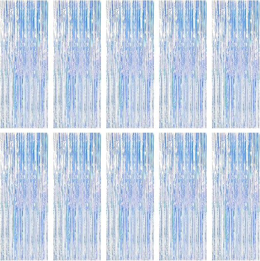 10 Pack Iridescent Party Backdrop Decorations Tinsel Curtain Birthday Decorations Foil Fringe Photo Booth Streamer Backdrop Iridescent Theme Christmas Bachelorette Graduation Party Decorations
