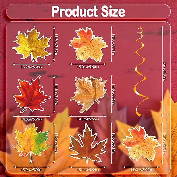 30pcs Fall Leaves Hanging Swirls Maple Leaves Swirls Decorations Thanksgiving Fall Ceiling Hanging Decorations for Autumn Harvest Party Supplies