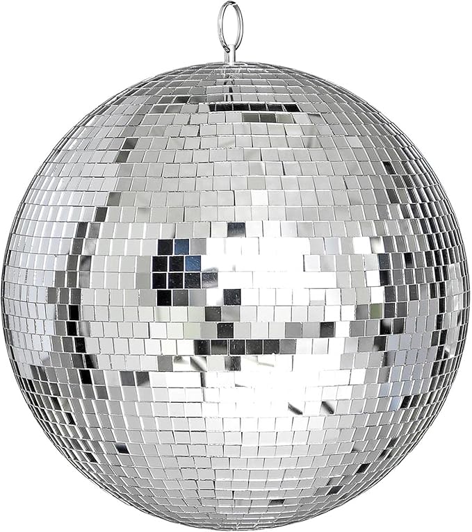 Yescom 12" Large Disco Ball Mirror Big Hanging Glass Decoration for 70s 80s Party Events Wedding DJ Dance Club Bar Stage Lighting Business Holiday Home Decor Silver