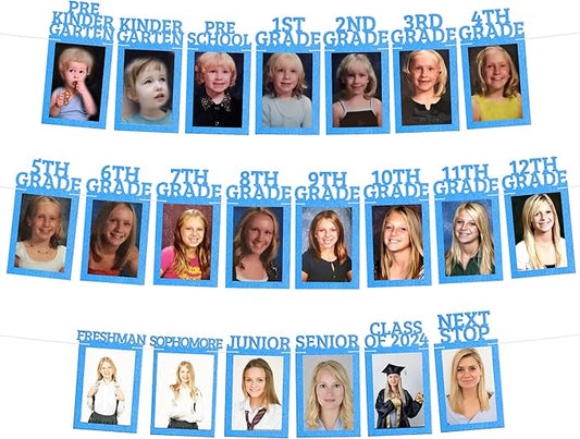 KatchOn, K-12 Graduation Photo Banner 5x7 - Large, 10 Feet | Kindergarten Grad Backdrop, Blue Decorations Class of 2025 | Grad Picture Display for Graduation Decorations 2025