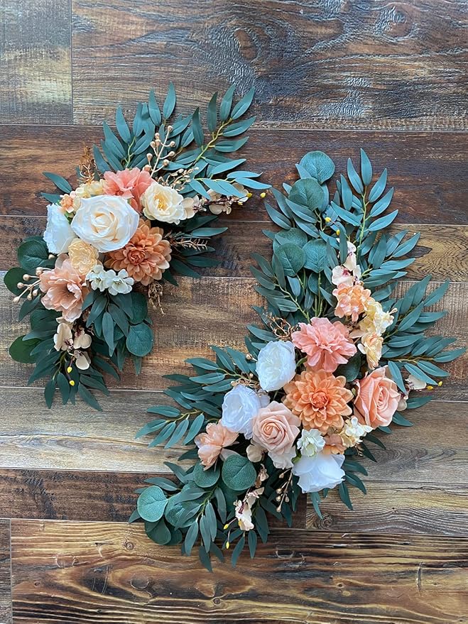 Roses Artificial Flowers Orange Bouquets Box Set Fake Flower with Stems for DIY Bridal Wedding Shower Decorations Faux Silk Floral Arrangements for Party Table Centerpieces Home Decor Indoor