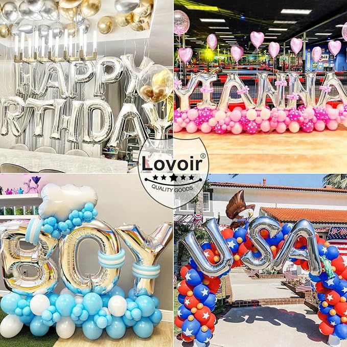 Lovoir 40 Inch Large Silver Letter O Balloons Big Size Jumbo Mylar Foil Helium Balloon for Birthday Party Celebration Decorations Alphabet Silver O