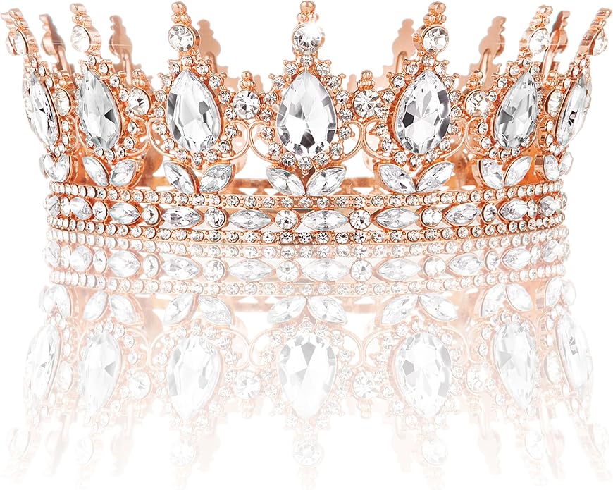 Gold Crown for Women, Crystal Queen Tiaras Headband Wedding Bridal Hair Accessories, Birthday Party Prom Cake Topper