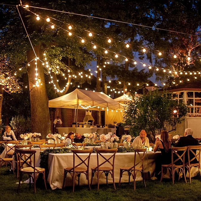 Outdoor String Lights, 50FT Patio Lights Outdoor Waterproof with 27 Shatterproof G40 Globe Bulb(2 Spare), Connectable Dimmable LED String Lights for Outside Backyard Porch Balcony Party, 2700K