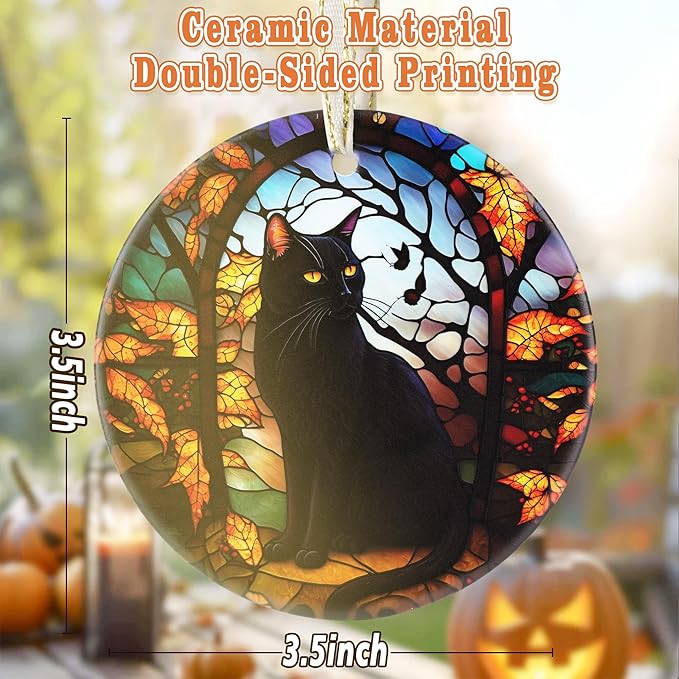 Touber Christmas Ornaments - Tree Decorations - Black Cat in Dark Night
