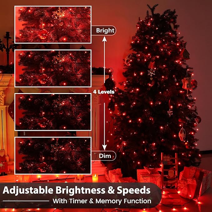 Christmas Color Changing String Lights, 82ft 200 LED Christmas Lights Outdoor with Remote, Plug in RGB Orange Purple Lights for Home Yard Garden Indoor Outdoor Decorations