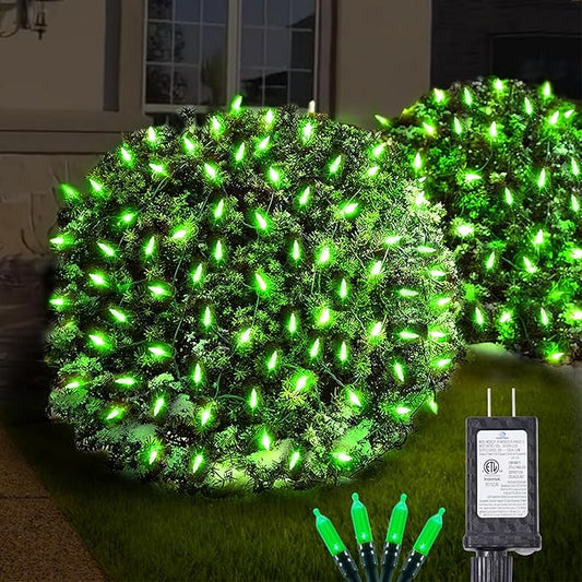 120Led Halloween Net Lights Outdoor 5ft x 6ft Connectable, 8 Modes Waterproof Black Wire 29V Plug in Mesh Net Christmas Lights for Garden, Yard, Bushes, Trunk, Xmas Tree Decor (Green)