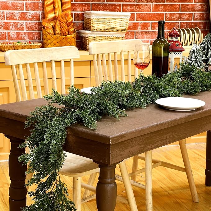 Yinder 15 ft Artificial Cedar Christmas Garland, Extra Long Faux Pine Cypress Vine Garland for Mantel Staircase Doorway Table Centerpiece Indoor Outdoor Holiday Party Decoration(180 Inch)