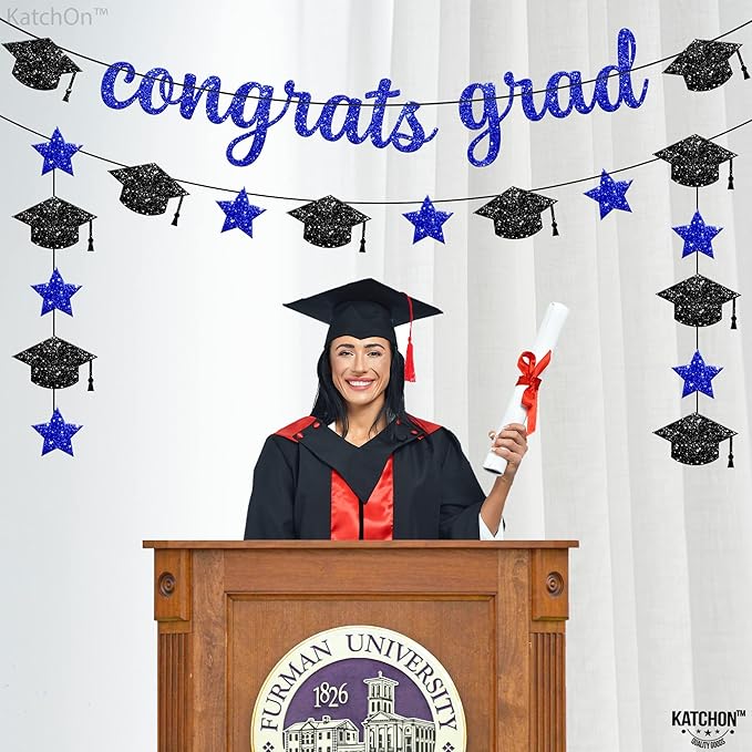 KatchOn, Glitter Congrats Grad Banner - 10 Feet, Pre-Strung | Grad Garland Class of 2025 | Congratulations Graduate Banners 2025 | Graduation Party Decorations | Graduation Decorations 2025