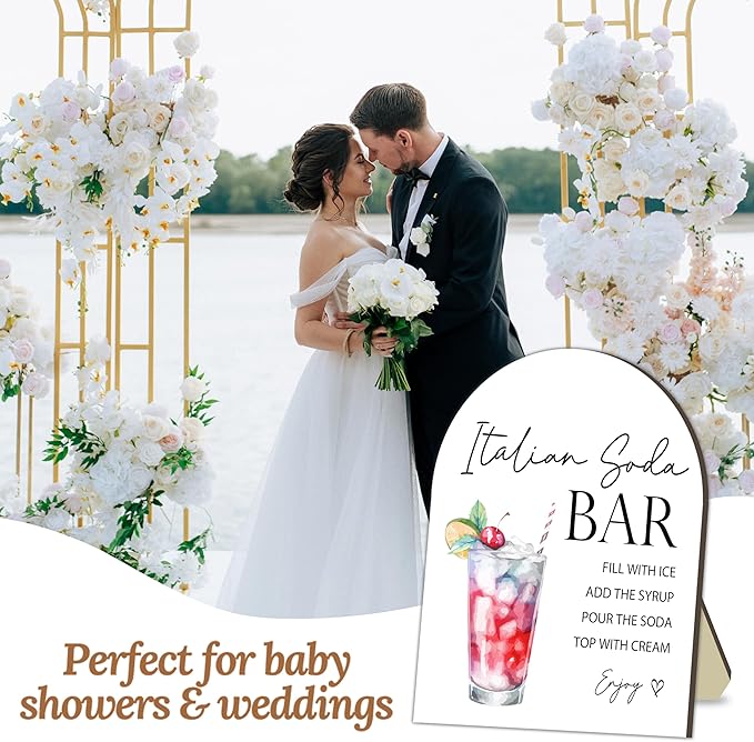 Italian Soda Bar Sign, Italian Soda Bar Wooden Welcome Sign for Baby Shower, Baby Shower Drink Station Board, Drink Stand Board Decoration for Gender Reveal Party, Tabletop Sign for Party Decor 8x10