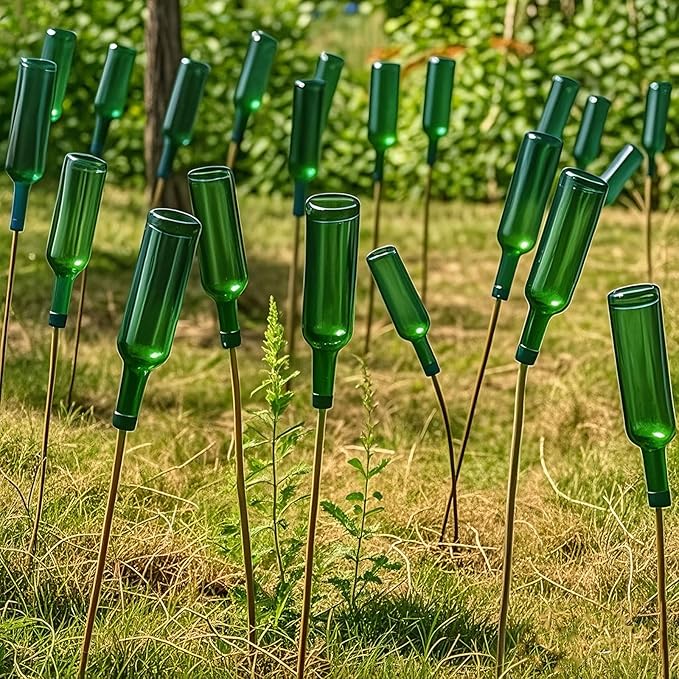 Rtteri 24 Pcs Decorative Colored Wine Bottles 375ml Empty Glass Bottles for Flowers Wedding Decor Centerpiece Christmas Party Favor DIY Crafts (Green)