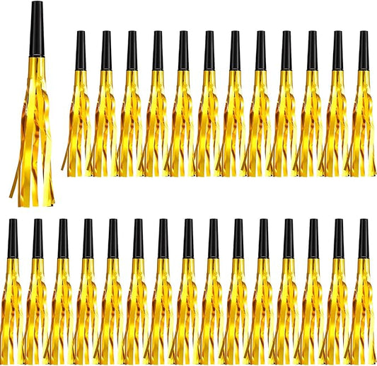 200 Pcs Party Blowers Noise Makers Horns Blowout Clappers Noisemakers for Halloween Christmas Birthday Sporting New Year's Eve Party Supplies 2026(Black Gold)