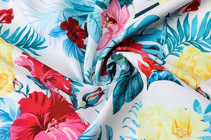 Cromoncent Matching Hawaiian Outfits for Family, Dad and Son Matching Luau Beach Tropical Shirts Mommy Daughter Tropical Sets