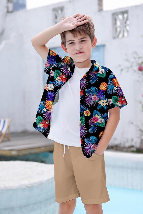 Cromoncent Matching Hawaiian Outfits for Family, Dad and Son Matching Luau Beach Tropical Shirts Mommy Daughter Tropical Sets