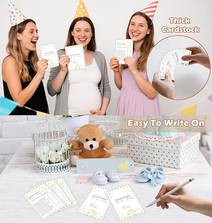 Goose Baby Shower Games, Sage Green Little Goose Guess Who Mommy or Daddy Game for 30 Guests with Game Cards, Gender Reveal, Baby Shower Supplies & Decorations (DV13)
