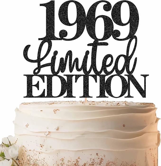 Limited EDITION 1969 Cake Topper - Black Glitter Happy 56th Birthday Party Cake Decoration Supplies, Cheer to 56 Years Cake Bunting Decor for 56th Birthday Party Photo Booth Props
