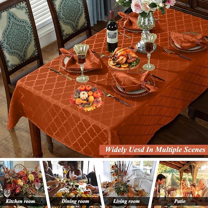 SASTYBALE Fall Jacquard Napkins 20x20 Inch - Flower Pattern Rust Polyester, Spill Proof Wrinkle Resistant, Tabletop Decor for Thanksgiving Turkey Dinner, Fall Kitchen Dining & Holiday Parties
