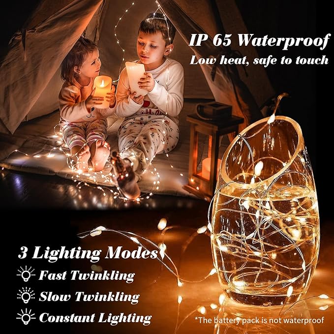 ZGWJ 12 Pack Halloween Fairy Lights Battery Operated, 7ft 20 Mini LED Halloween Fairy String Lights Silver Wire 3 Modes Waterproof for DIY, Parties, Bedroom Decorations,Orange