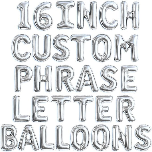 [52pcs] Silver Letter Balloons - 2 Full A-Z Sets For Silver Letter Balloon Banner | Alphabet Ballons | 16 inch Foil Ballon | Customized Name Balloon Letters for a Birthday, Graduation, Wedding