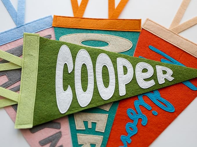 Personalized Name Pennant for Nursery Room Decor | Baby Boy Girl Name Nursery Flag | Baby Name Banner Blag Wall Hanging