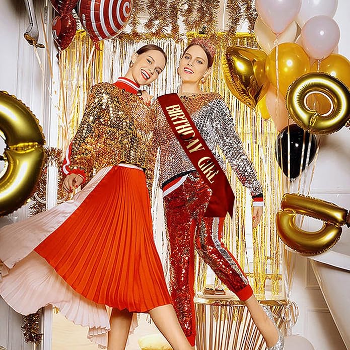 VELSCRUN Birthday Tiara Crowns for Women Girls Crystal Birthday Girl Headband Sash Elegant Princess Crown Happy Birth Party Decorations Women Sisters Birth Gift Hair Accessories