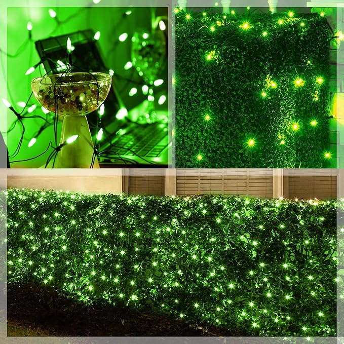 120Led Halloween Net Lights Outdoor 5ft x 6ft Connectable, 8 Modes Waterproof Black Wire 29V Plug in Mesh Net Christmas Lights for Garden, Yard, Bushes, Trunk, Xmas Tree Decor (Green)