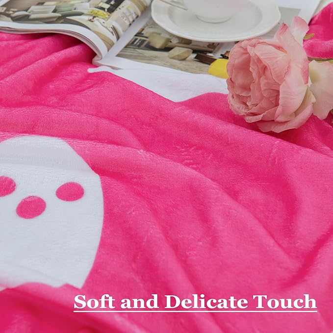 Funny Horror Ghost Fleece Blanket - Cozy and Warm Throw Blanket - Perfect for Halloween and Spooky Decor, W60 x L80