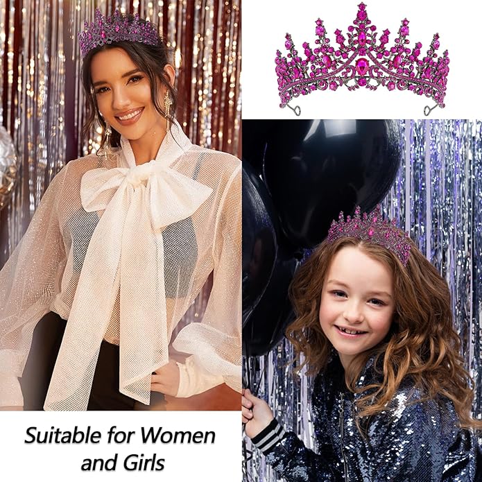 VELSCRUN Birthday Tiara Crowns for Women Girls Crystal Birthday Girl Headband Sash Elegant Princess Crown Happy Birth Party Decorations Women Sisters Birth Gift Hair Accessories