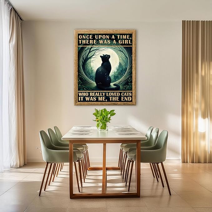 Posterizer 1 pcs - Funny Black Cat Signs - There Was a Girl Who Really Loved Cats - Art for Animal Lovers - Comedy Art - Gift For Animal Lovers - Living Room Bedroom Decor - 05x07 unframed wall art