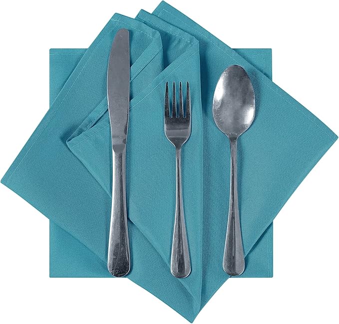 Cloth Napkins 17x17 inch Washable Polyester Dinner Napkins Soft Table Napkins for Wedding Party Dining Banquet(Caribbean Blue,100PCS)
