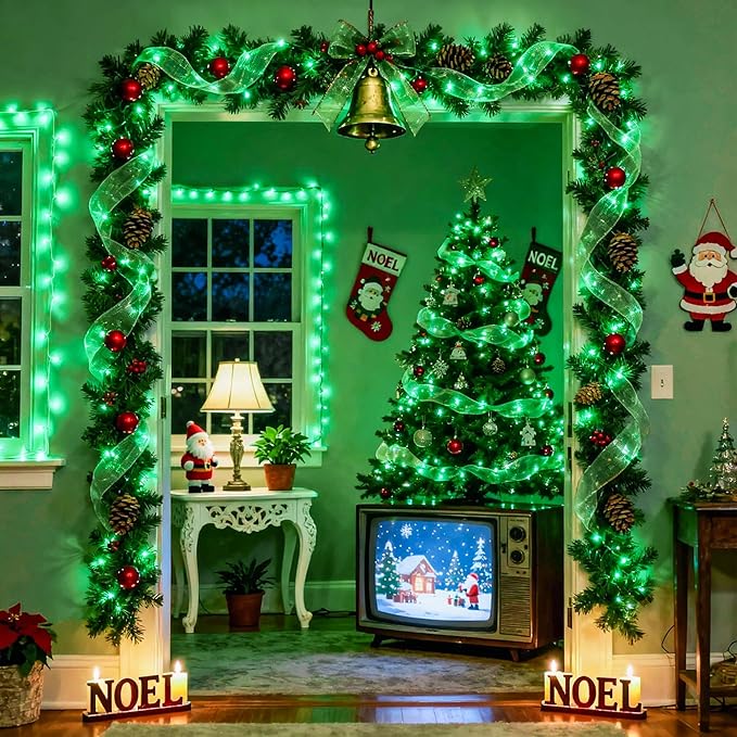JMEXSUSS Connectable 100 LED Green Christmas Lights, 8 Modes Plug-in Green Lights Indoor, 33ft Clear Wire Grinch Twinkle String Light Outdoor for Grinch Christmas Tree Xmas Decor