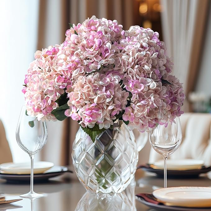 10PCS Faux Hydrangea Flower Hydrangea Artificial Flowers Hydrangea Bouquet Faux Flower Table Centerpieces for Home Wedding Bridal Bouquet Office Party DIY Floral Decor