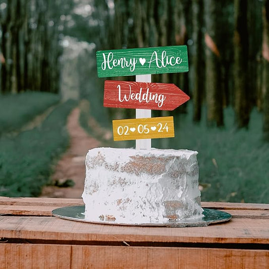 Personalized Rustic Wedding Cake Topper in Wood Custom Bride & Groom Names Initials Wedding Date Cake Decoration (Christmas)