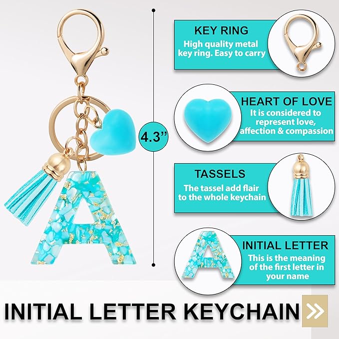 Initial Letter Keychain, Butterfly Keychain Cute Resin, Initial Keychain Backpack Charms, Key chain for Women, Girls