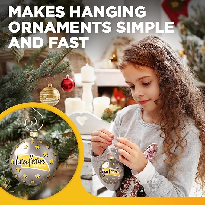 Leafeon Christmas Ornament Hooks 120 Pcs - Durable S-Shaped Ornament Hangers - Green Gold Red Ornament Hooks for Hanging Christmas Ornaments