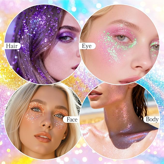 DAGEDA Dark Purple Body Glitter Stick,Sparkly Face Glitter Makeup,Holographic Hair Glitters Mermaid Makeup Rave Outfits for Women, Shimmer Face Paint Stick Singer Concert Accessories