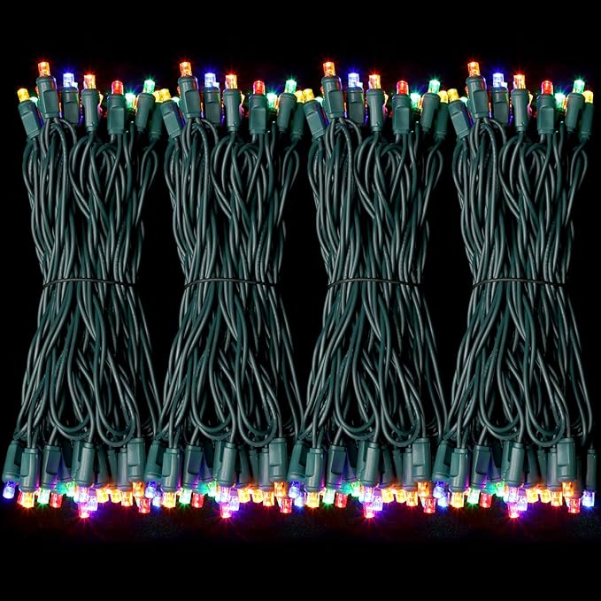 LAMPHOME 100Count (2pk of 50L) String Lights, LED Christmas Lights, 6" SPACING,Green Wire,Multicolour
