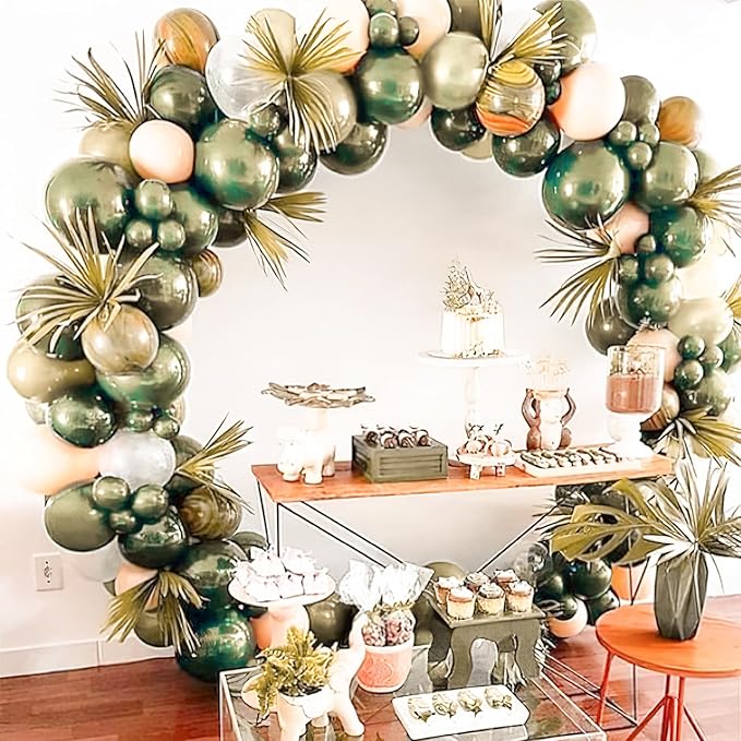PartyWoo Metallic Green Balloons 50pcs 12 Inch Metallic Hunter Forest Green Boho Neutral Balloons for Graduation Wedding Engagement Baby Shower Woodland Jungle Birthday Party Decorations Green-G126