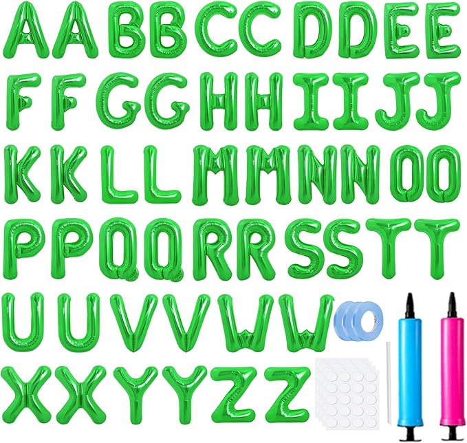 LIOZEOKUN Letter Balloons 16 Inch Alphabet A-Z Mylar Foil Balloons 2 Set for Wedding Birthday Party Decoration Banner Custom Phrase 52 Pcs