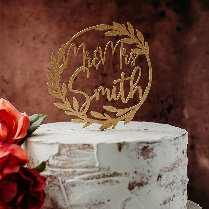 Wedding Custom Personalized Acrylic Wood Cake Topper, Hexagon, Geometric Cake Topper, Birthday Topper, Rustic Elegant Classic Cake Toppers