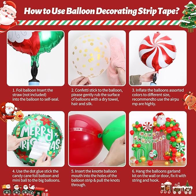 71 Pcs Christmas Balloons Garland Arch Kit Gold Sequined Balloons, Red Green Foil Fringe Curtain Christmas Birthday Backdrop Party Balloons Supplies