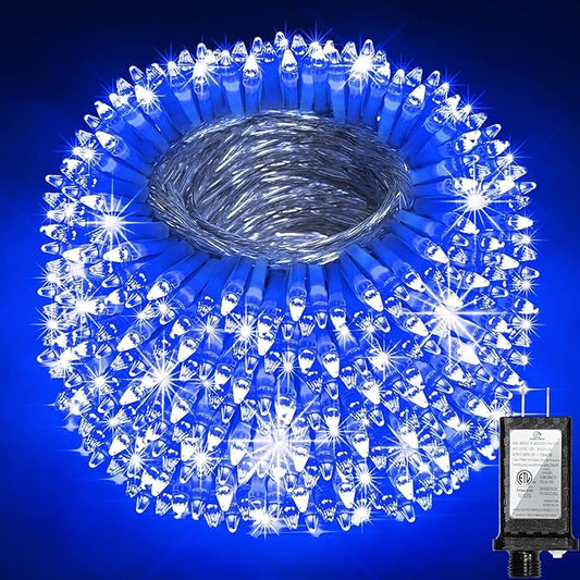 1500 LED 470FT Christmas String Lights Outdoor, 12 Pro Modes and Timer Memory & Brightness, Plug in Waterproof Clear Wire Twinkle Light for for Xmas Yard Tree Wedding Party Decor (Blue)