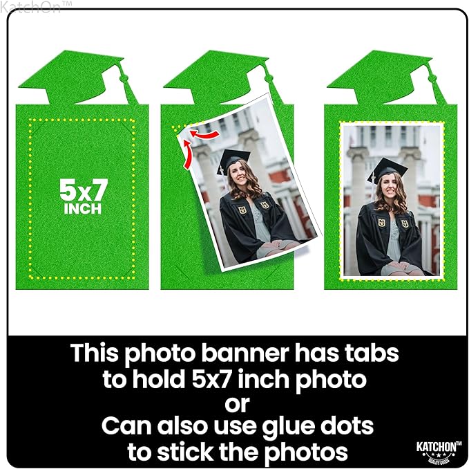 KatchOn, Green Graduation Photo Banner 2025 - Large, 10 Feet, 2025 Grad banner | Grad party decorations 2025 | Felt Picture banner for Graduation Decorations 2025