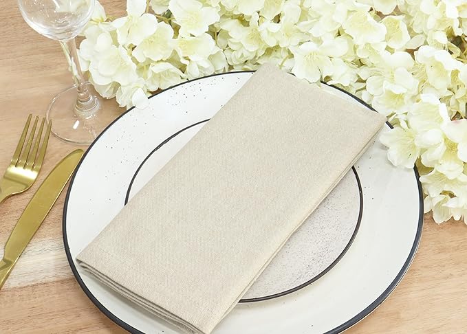 PurpleEssences Set of 12 Cloth Dinner Napkins 100% Cotton 18x18 Inch - Soft Durable Washable - Ideal for Farmhouse Party Christmas Holiday Winter - Perfect Everyday Use Table Linen - Royal Linen