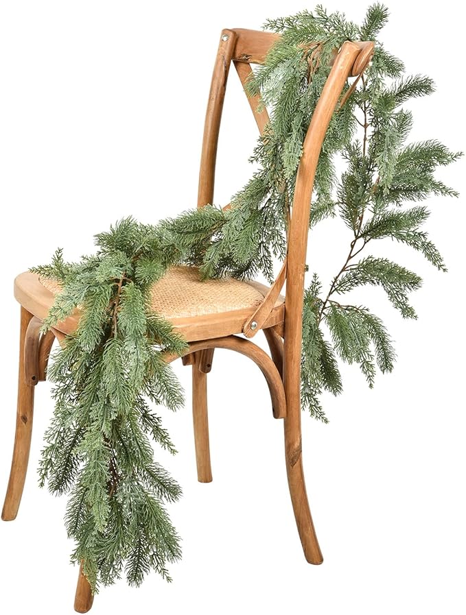 DearHouse Pine Christmas Garland,6Ft WinterArtificial Greenery Garland for Holiday Season Mantel Fireplace Table Runner Centerpiece Decor