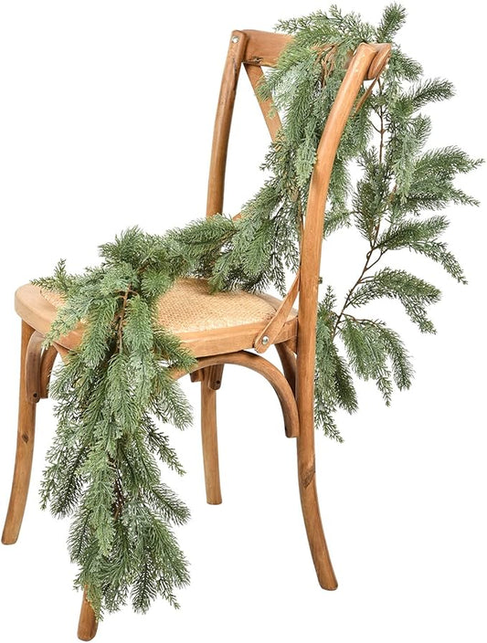 DearHouse Pine Christmas Garland,6Ft WinterArtificial Greenery Garland for Holiday Season Mantel Fireplace Table Runner Centerpiece Decor